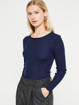 Oscalito - Wool & Silk Longsleeved Top in Blue
