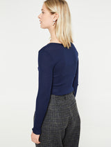 Oscalito - Wool & Silk Longsleeved Top in Blue