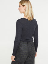 Oscalito - Wool & Silk Longsleeved Top in Grey