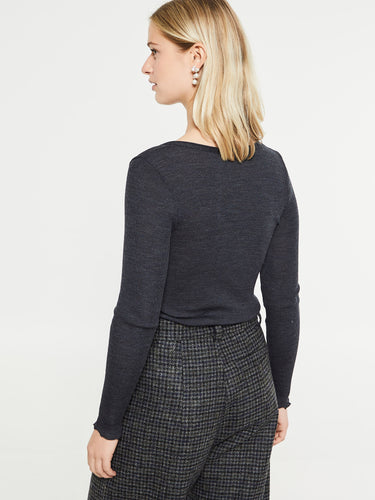 Oscalito - Wool & Silk Longsleeved Top in Grey