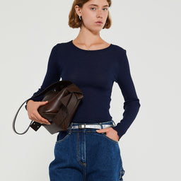 Oscalito - Wool & Silk Longsleeved Top in Blue