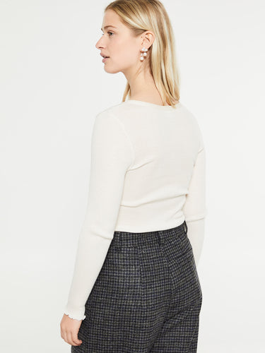 Oscalito - Wool & Silk Longsleeved Top in Ivory