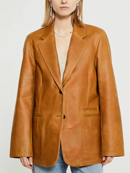 アウターその他 OUR LEGACY Woman Blazer Leather W2259OBS BURNT SUGA Our Legacy - Opening Blazer Burnt Sugar Leather