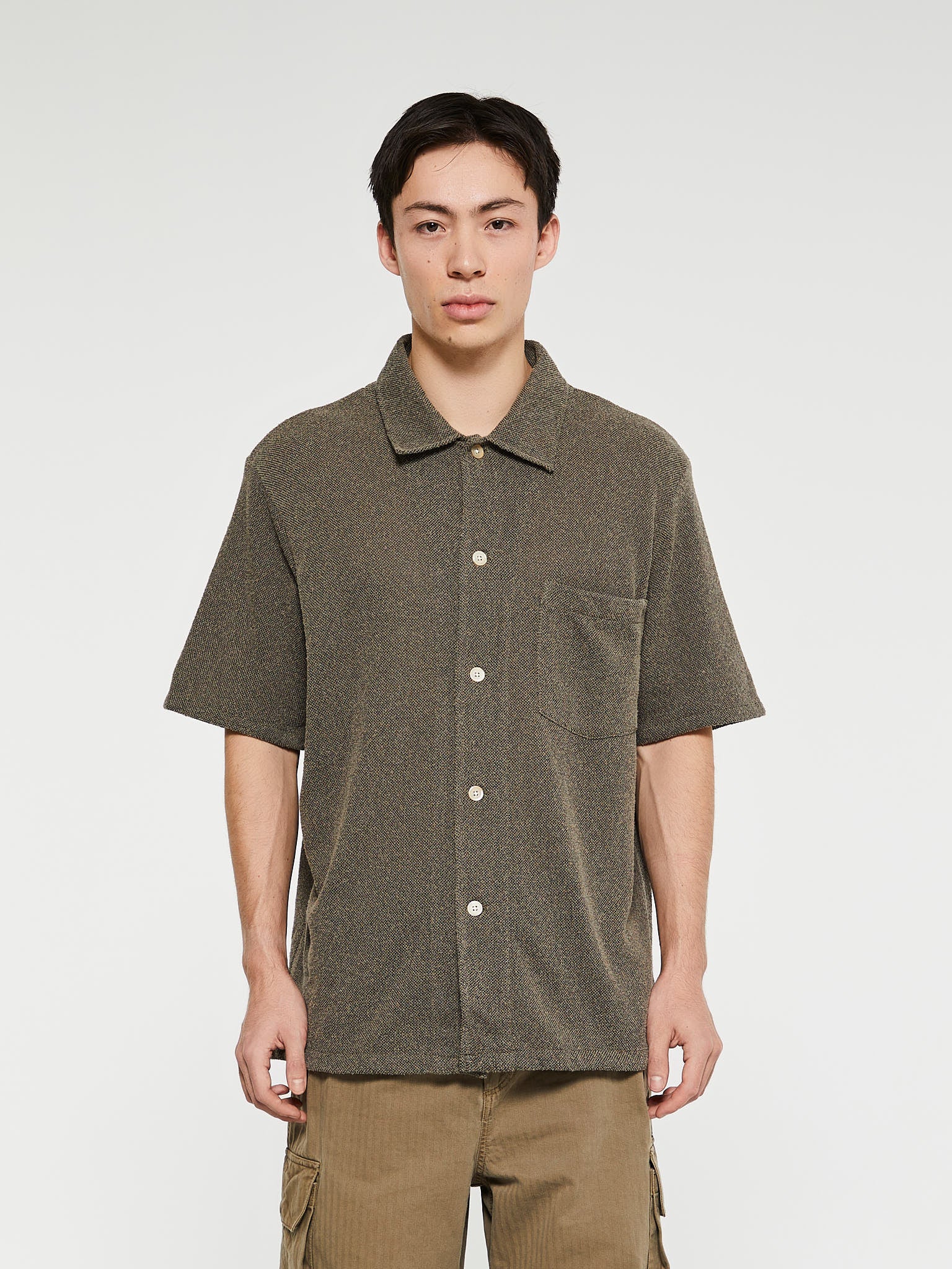 Our Legacy - Box Shortsleeved Shirt in Muck Boucle