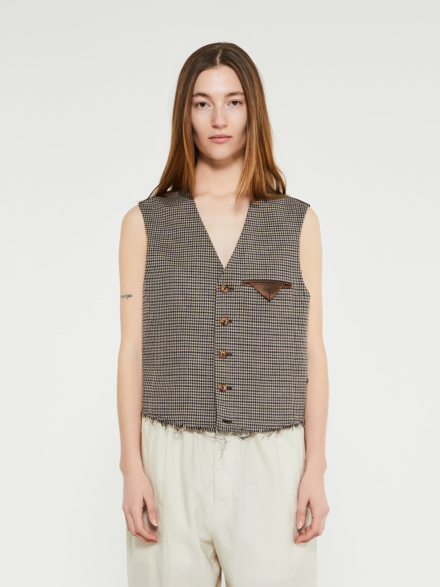 Our Legacy - Cut Waistcoat in Brown Check