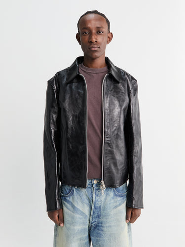 Mini Jacket in Top Dyed Black Leather