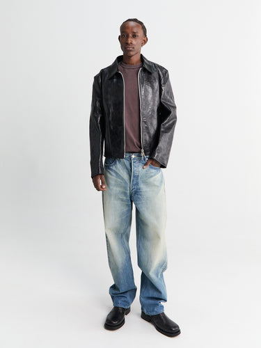 Mini Jacket in Top Dyed Black Leather