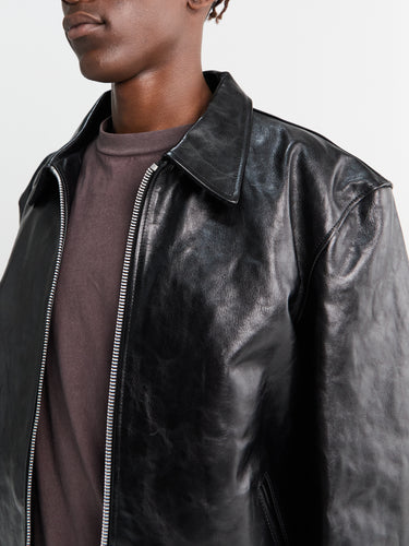 Mini Jacket in Top Dyed Black Leather