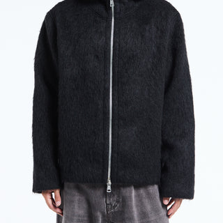 Our Legacy - Full Zip Hood in Black Hairy Wool