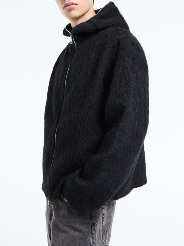 Our Legacy - Full Zip Hood in Black Hairy Wool