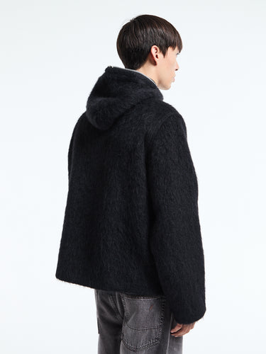 Our Legacy - Full Zip Hood in Black Hairy Wool