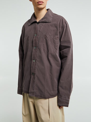 Our Legacy - Funnel Shirt in Charcoal Bordeaux Dense Poplin