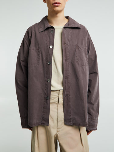 Our Legacy - Funnel Shirt in Charcoal Bordeaux Dense Poplin