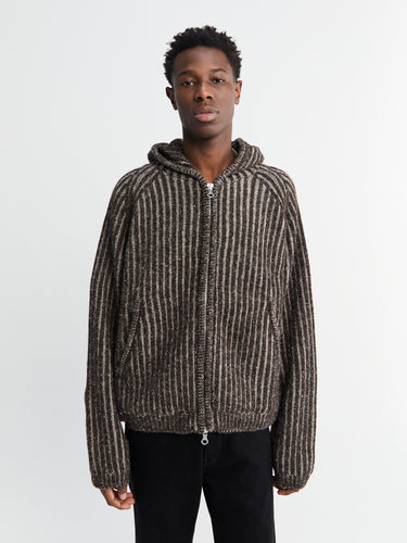 Our Legacy - Level Hood Sweater in Vanise Brown Stripe Isels Wool