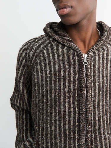 Our Legacy - Level Hood Sweater in Vanise Brown Stripe Isels Wool