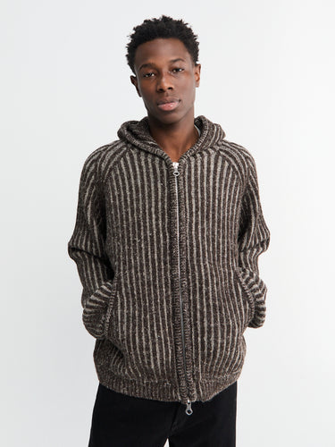 Our Legacy - Level Hood Sweater in Vanise Brown Stripe Isels Wool
