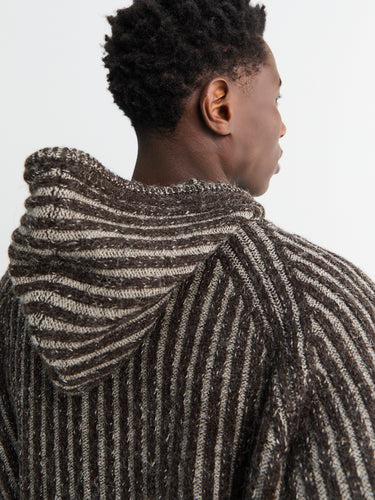 Our Legacy - Level Hood Sweater in Vanise Brown Stripe Isels Wool