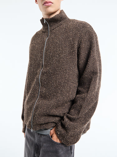 Our Legacy - Shrunken Fullzip Polo in Brown Sparse Buckle Weave