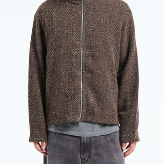 Our Legacy - Shrunken Fullzip Polo in Brown Sparse Buckle Weave
