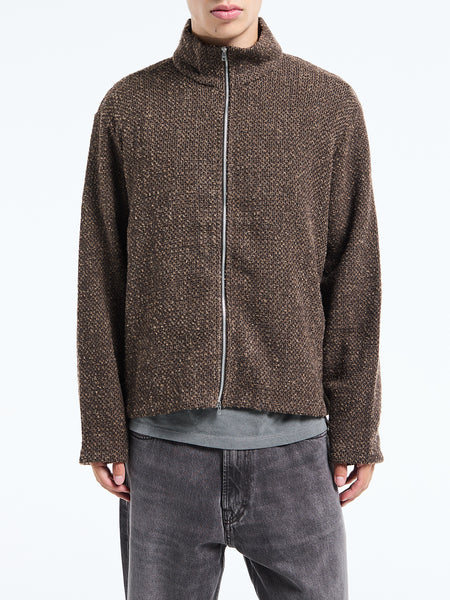 トップス 24SS OUR LEGACY SHRUNKEN FULLZIP POLO 44 Shrunken Full Zip Polo in Indulgent Choco Cable Jacquard