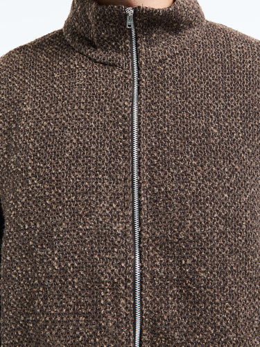 Our Legacy - Shrunken Fullzip Polo in Brown Sparse Buckle Weave