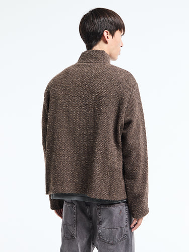 Our Legacy - Shrunken Fullzip Polo in Brown Sparse Buckle Weave