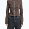 Our Legacy - Slim Zip Longsleeve in Brown Sparse Buckle Weave