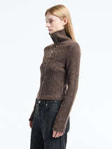Our Legacy - Slim Zip Longsleeve in Brown Sparse Buckle Weave