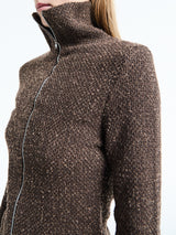 Our Legacy - Slim Zip Longsleeve in Brown Sparse Buckle Weave