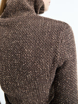 Our Legacy - Slim Zip Longsleeve in Brown Sparse Buckle Weave