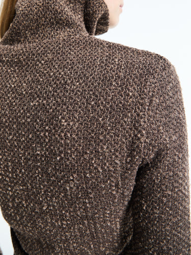 Our Legacy - Slim Zip Longsleeve in Brown Sparse Buckle Weave