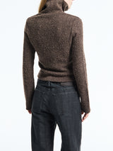 Our Legacy - Slim Zip Longsleeve in Brown Sparse Buckle Weave