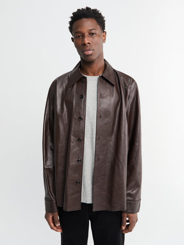 Our Legacy - Welding Shirt in Umber Brown Fluid Calfskin