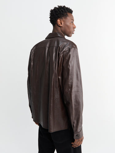 Our Legacy - Welding Shirt in Umber Brown Fluid Calfskin
