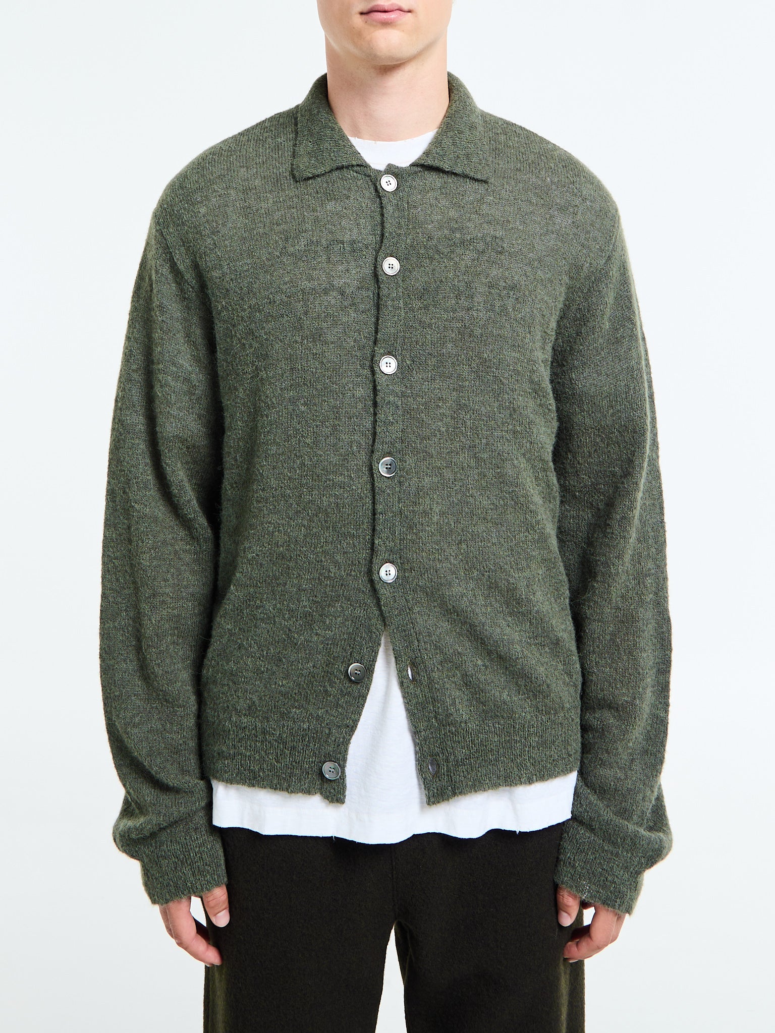 Our Legacy - Evening Polo in Moss Green Fuzzy Alpaca