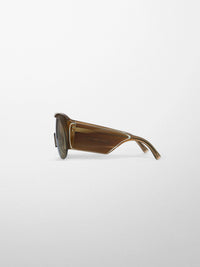 Phoebe Philo - Half Bombé Sunglasses in Dark Khaki Tortoiseshell