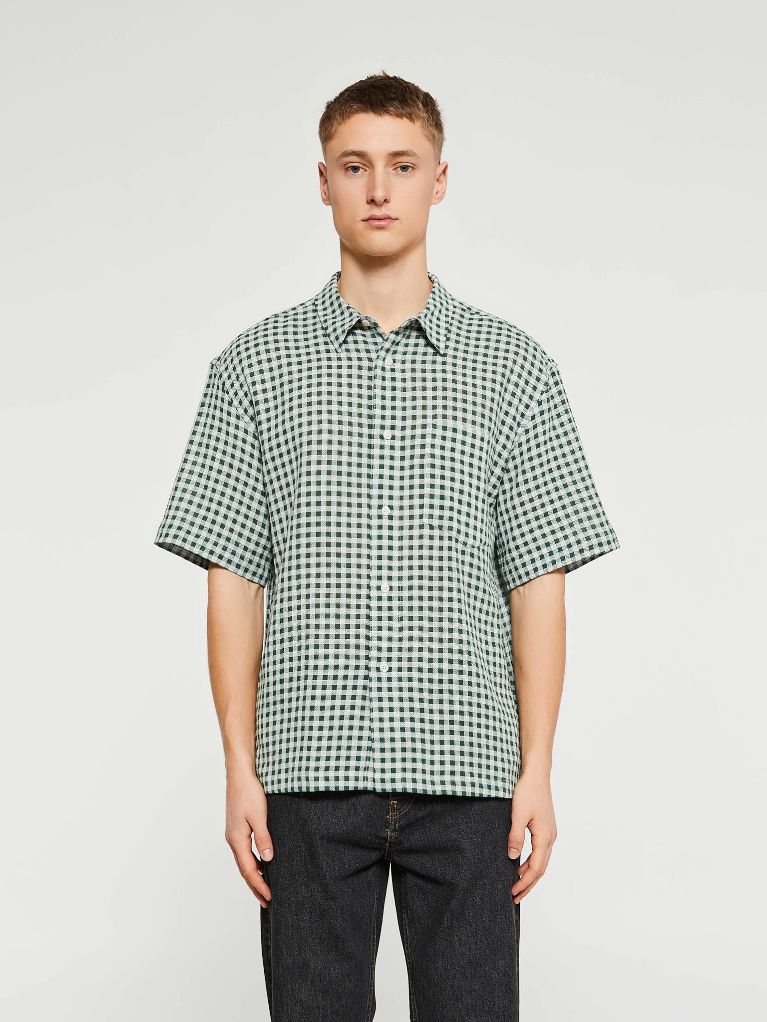 Palmes - Checkered Shirt in White-Green