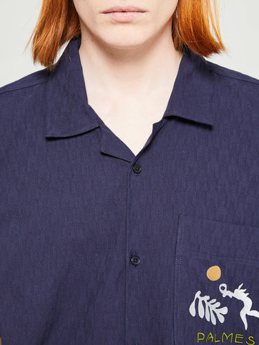 Palmes - Gardens Short-Sleeved Shirt in Dark Blue