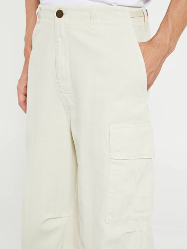 Palmes - Herringbone Cargo Trousers in Off-White
