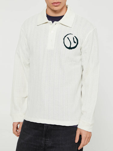Palmes - Motif Knitted Rugby Shirt in Off-White
