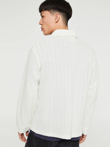 Palmes - Motif Knitted Rugby Shirt in Off-White