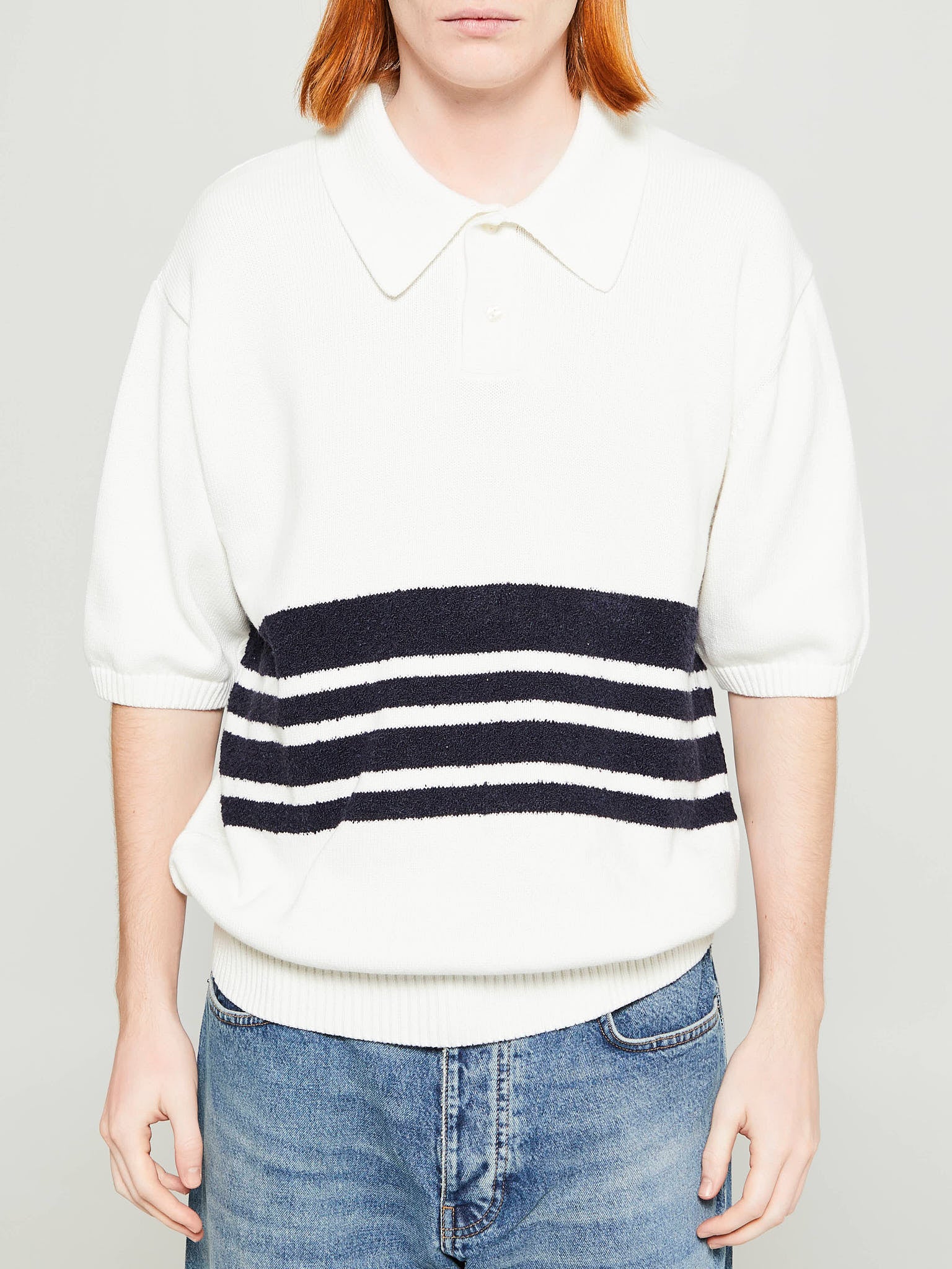 Palmes - Panel Knit Polo in Off-White