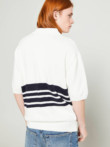 Palmes - Panel Knit Polo in Off-White