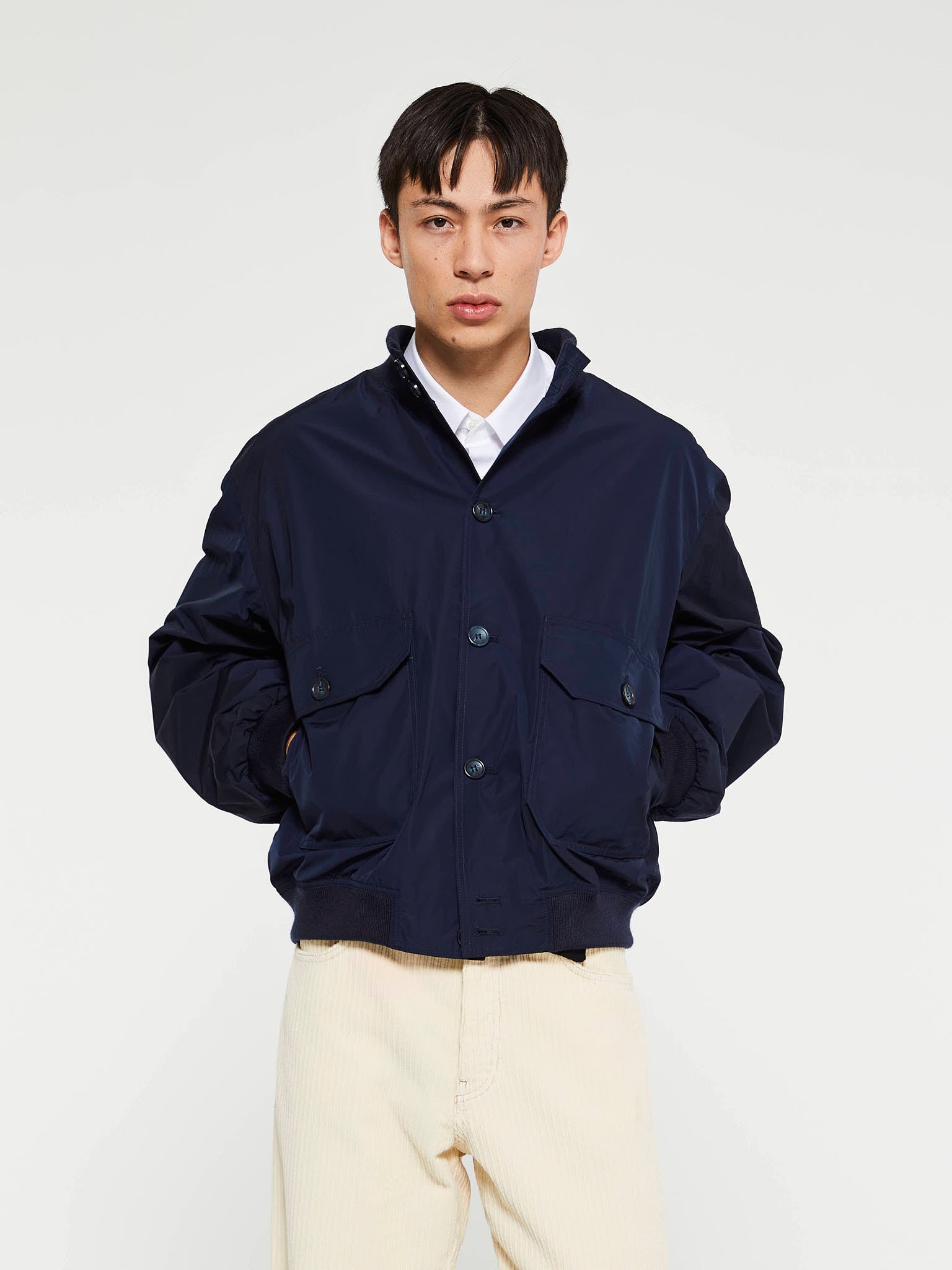 Palmes - Rib Collar Blouson in Navy