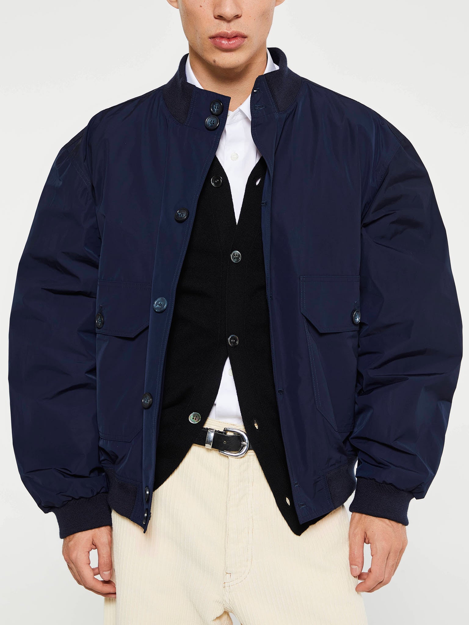 Palmes - Rib Collar Blouson in Navy