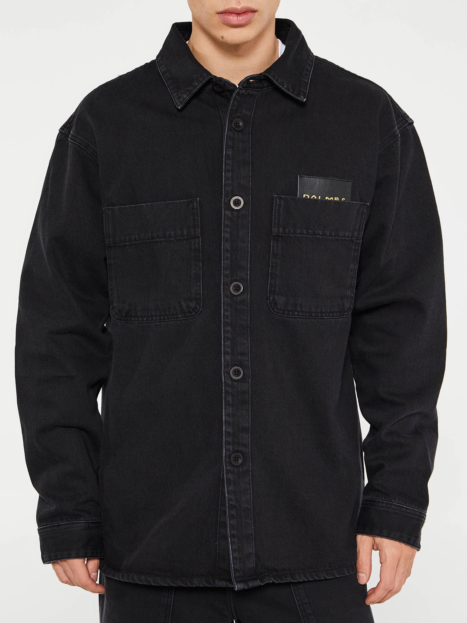 Palmes - Twill Patch Overshirt in Black