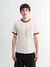 Palmes - Celebrazione Ringer T-Shirt in Broken White