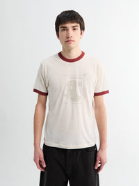 Palmes - Celebrazione Ringer T-Shirt in Broken White