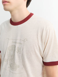 Palmes - Celebrazione Ringer T-Shirt in Broken White