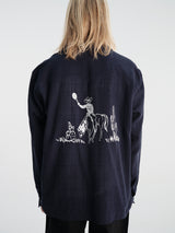 Palmes - Western Camp Collar Shirt in Navy